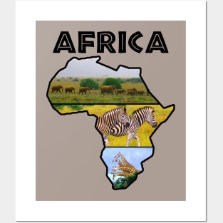 Africa Wildlife Continent Collage Posters and Art